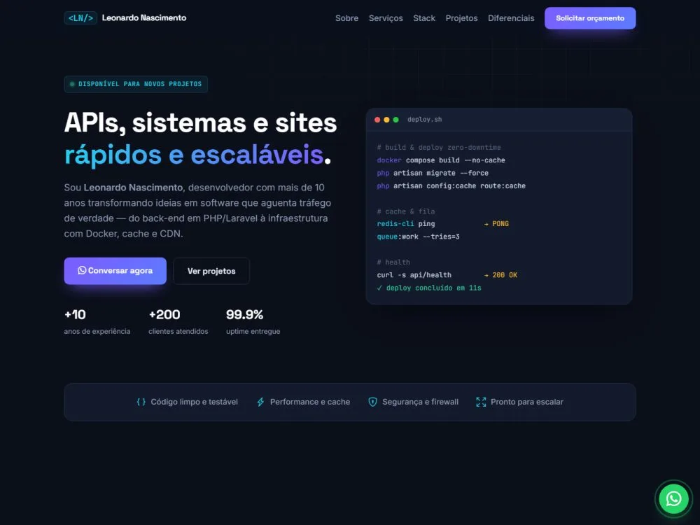 Exemplo de landing page — Portfólio de TI